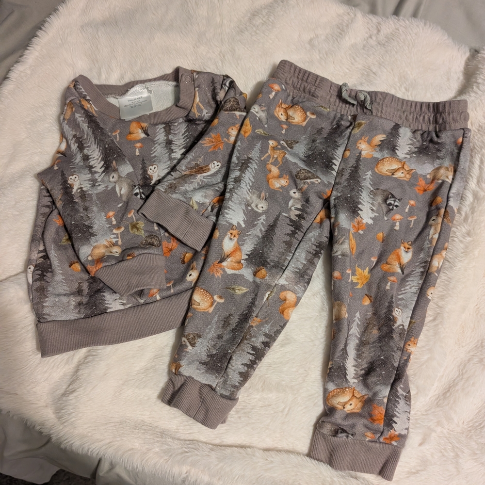Kids Forest Animal Print Pajama Set